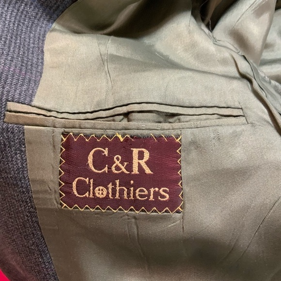 C&R Clothiers Vintage 100% worsted wool gray plaid tailored blazer jacket 40S - Picture 10 of 14